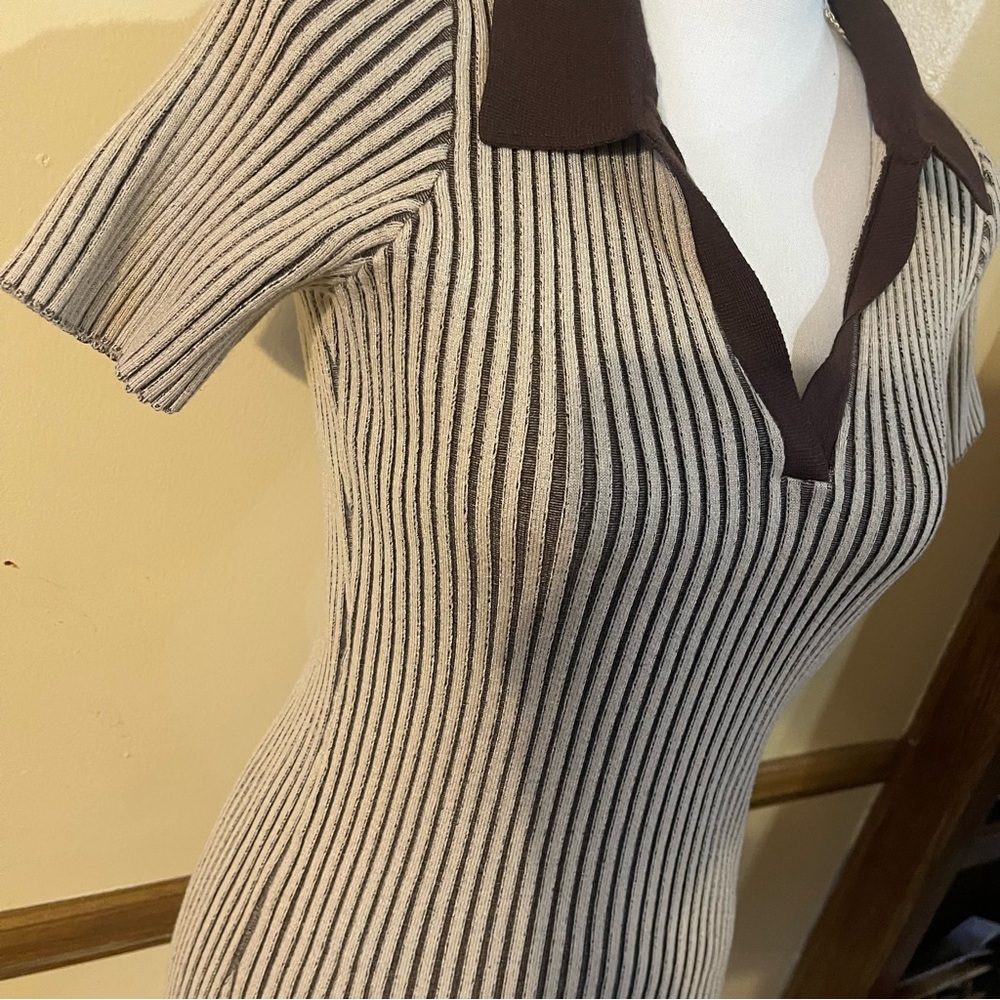 Papaya Y2K Brown and Cream Knit Dress - Picture 3 of 5